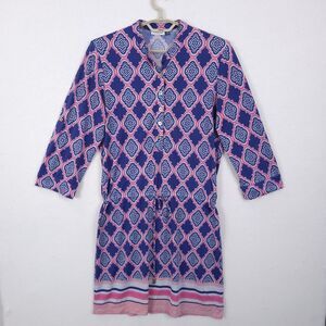 Cabana Life Shirt Dress Womens Size M Cinched Waist Geometric Popover Button